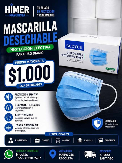 Mascarilla desechable Guoyue 50 unidades