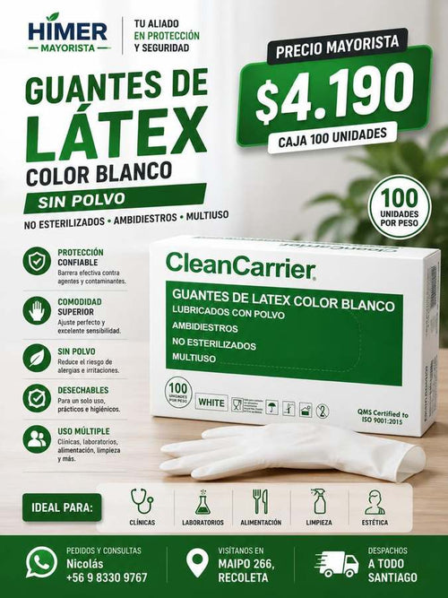 Guantes de látex CleanCarrier 100 unidades