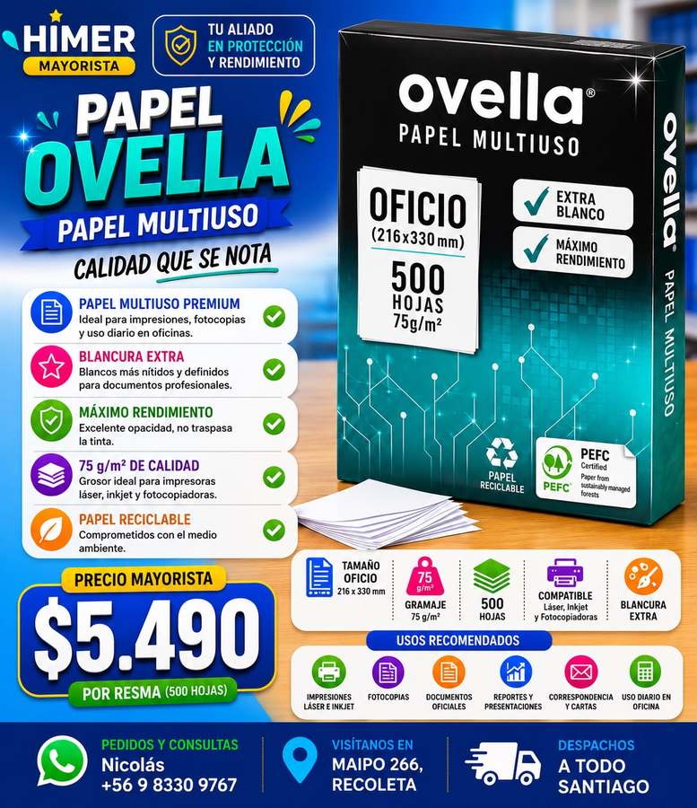Papel Ovella Oficio 500 hojas