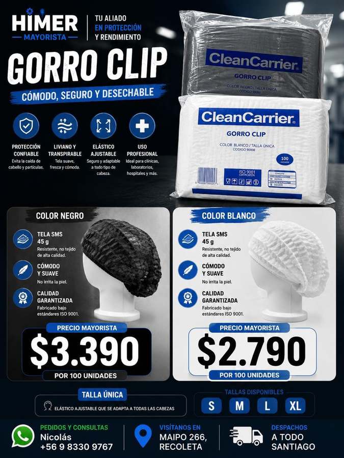 Gorro clip CleanCarrier 100 unidades