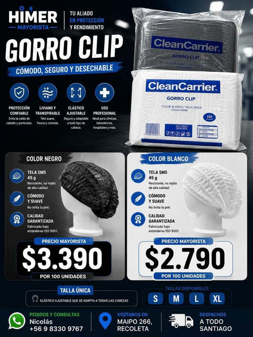 Gorro clip CleanCarrier 100 unidades