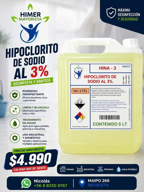 Hipoclorito de sodio 3% HINA-3 5 L
