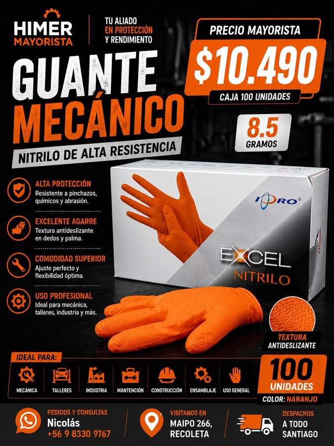 Guante mecánico nitrilo 100 unidades