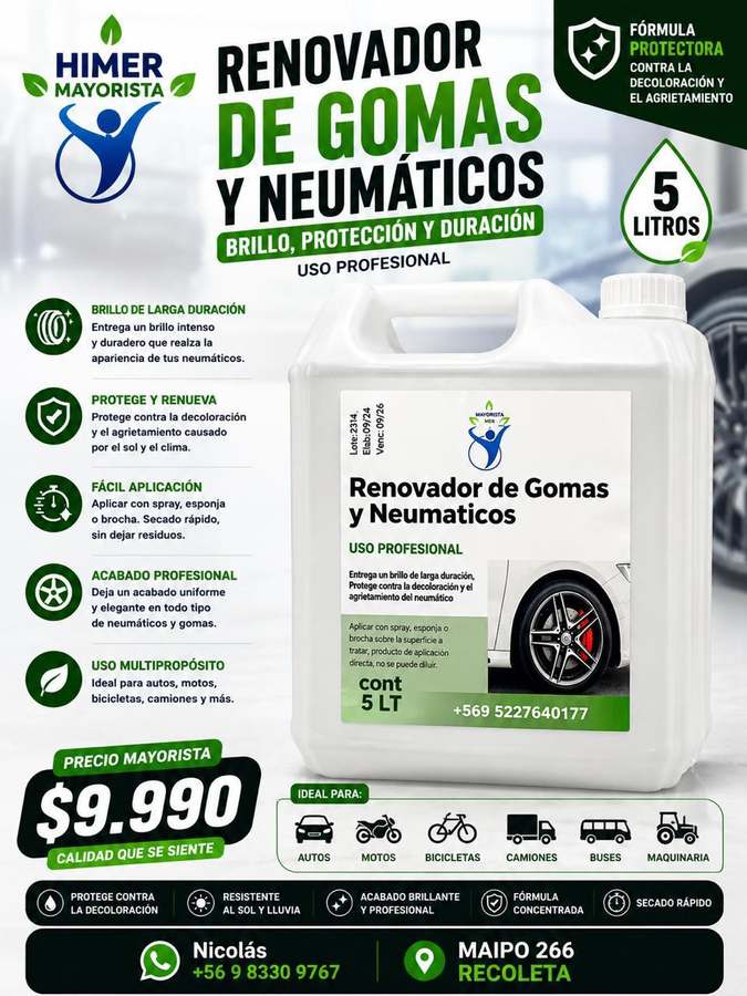 Renovador de gomas y neumáticos 5 L