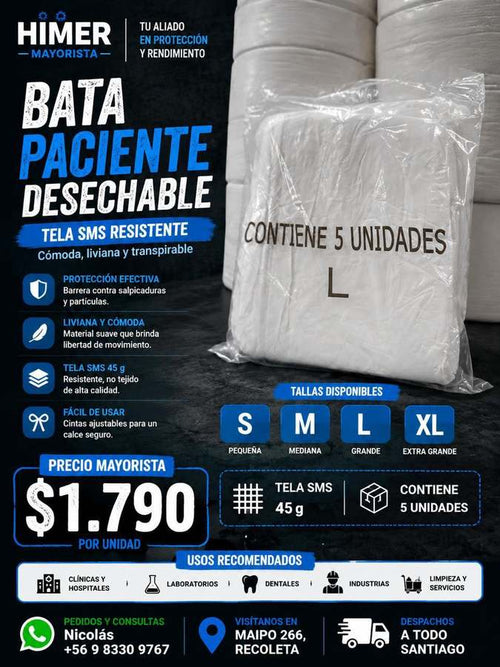Bata paciente desechable SMS 45 g