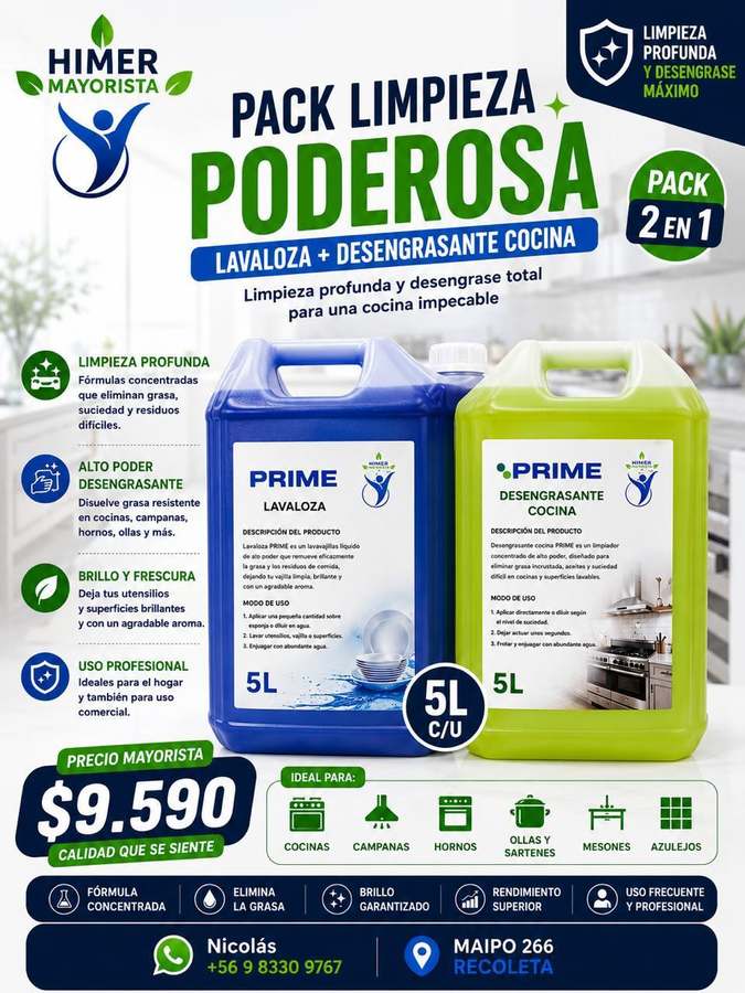 Pack limpieza poderosa lavaloza + desengrasante