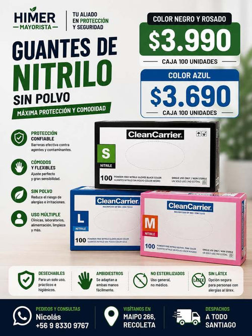 Guantes de nitrilo CleanCarrier 100 unidades