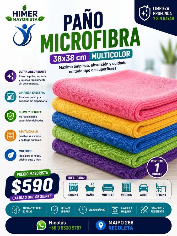 Paño microfibra 38x38 cm