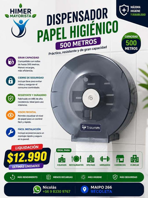 Dispensador de papel higiénico 500 metros