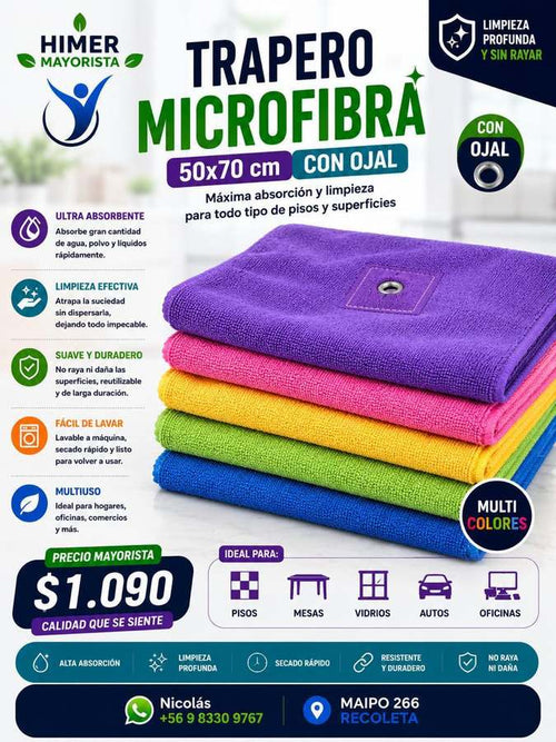 Trapero microfibra 50x70 cm con ojal