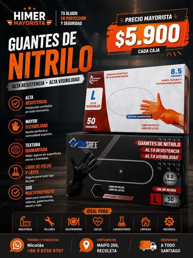 Guantes de nitrilo 50 unidades talla L